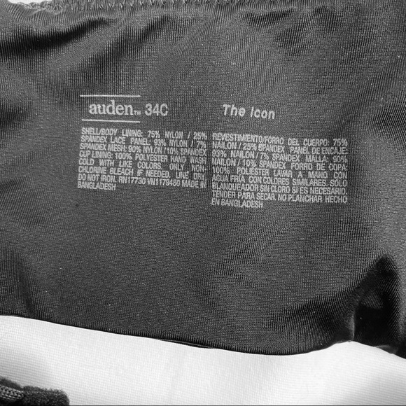 Auden Icon T-shirt Bra 34C Black Lightly Padded - Picture 5 of 6